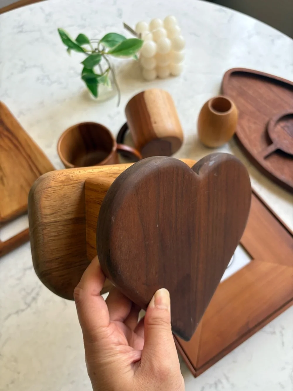 Vintage Mid Century Kitchen Serving Decor Lot Natural Wooden Mugs Trays & Boards